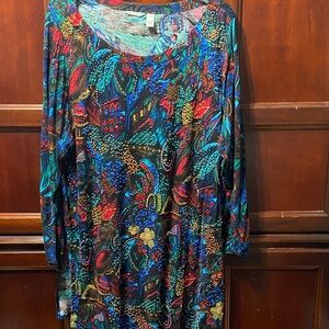 OK Sam II Vintage Colorful Long Sleeve beaded plus size 2X  long tunic